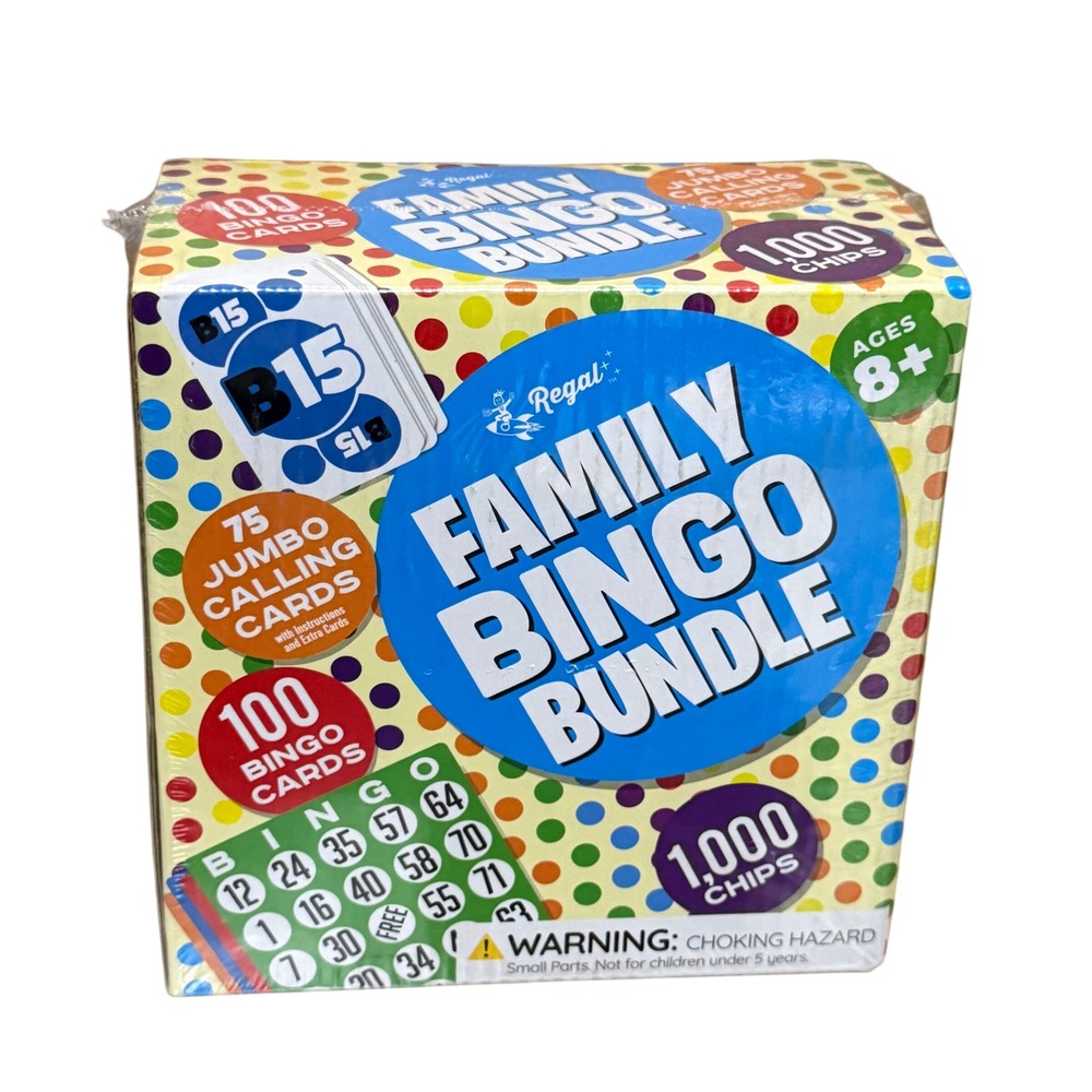 Regal Family Bingo‎ Bundle Game 100 Cards 1000 Chips Jumbo Calling Cards